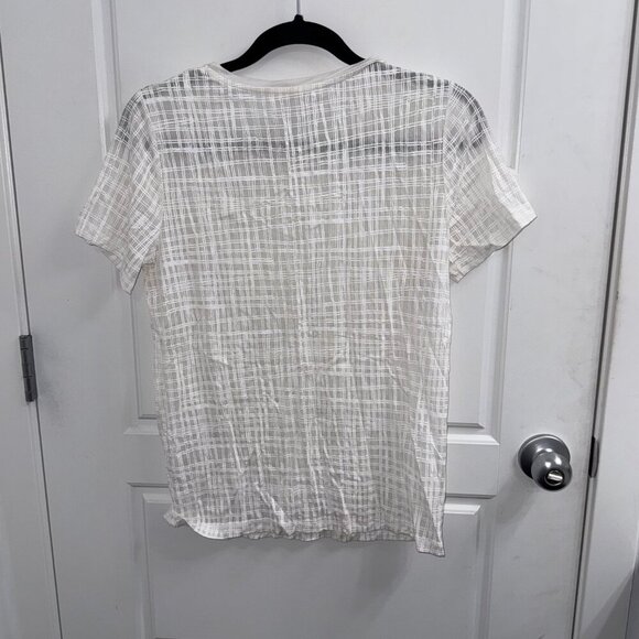 COS Short Sleeve Sheer Blouse Grid Pattern white Size Small - Picture 2 of 3